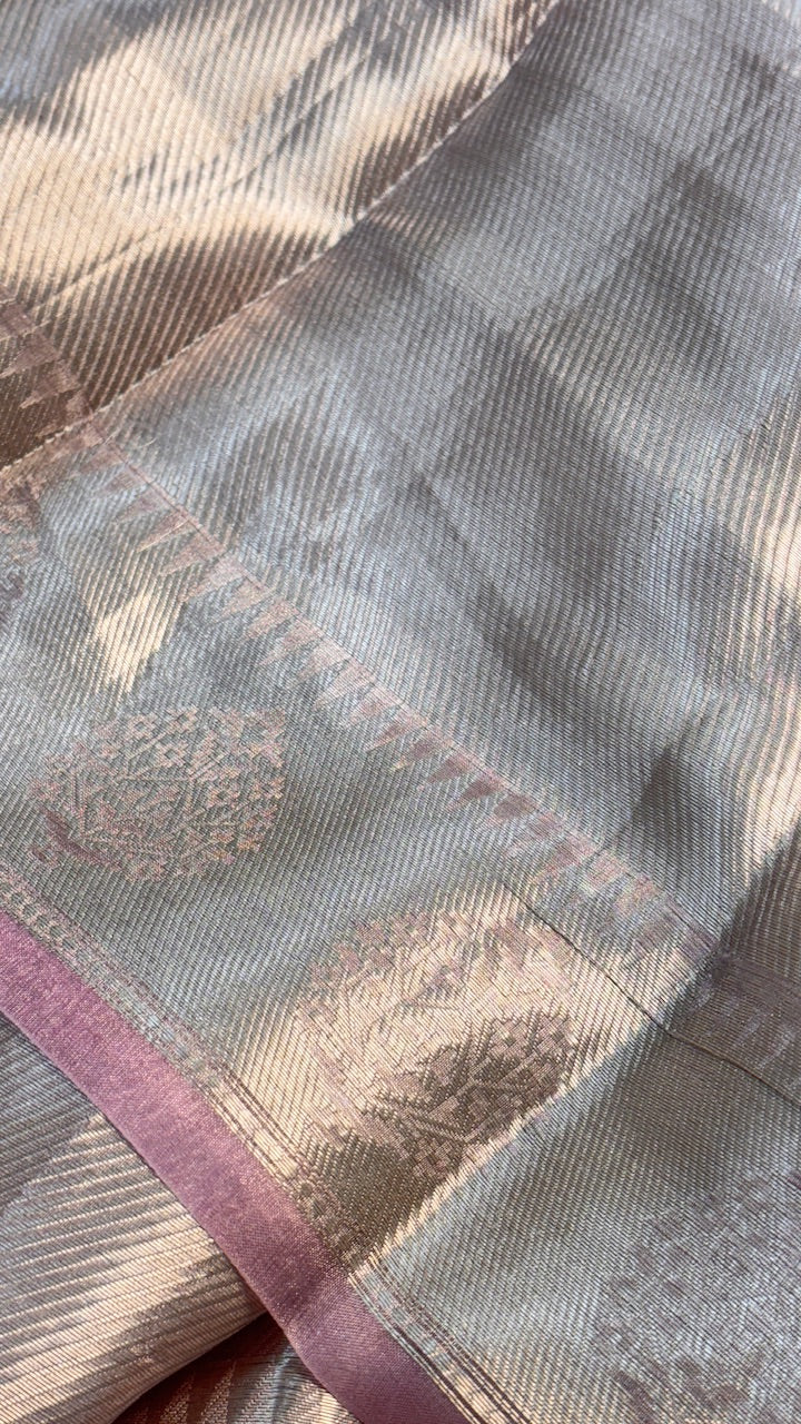 Molten Silver Pure Zari Tissue Saree