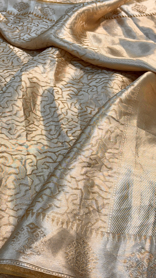 Molten Gold Pure Zari Tissue Brocade Saree