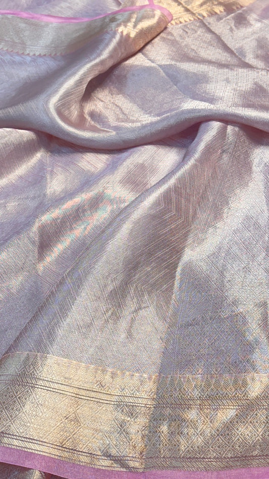 Molten Silver Pure Zari Tissue Brocade Saree