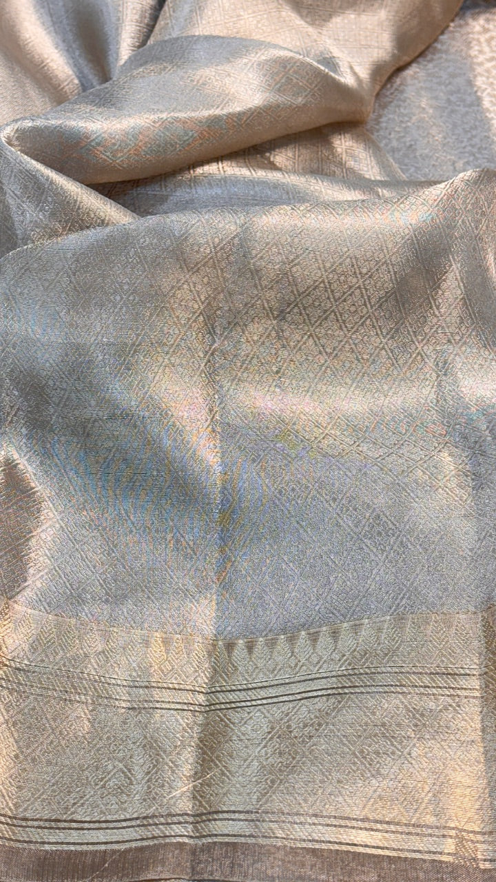 Molten Silver Pure Zari Tissue Saree