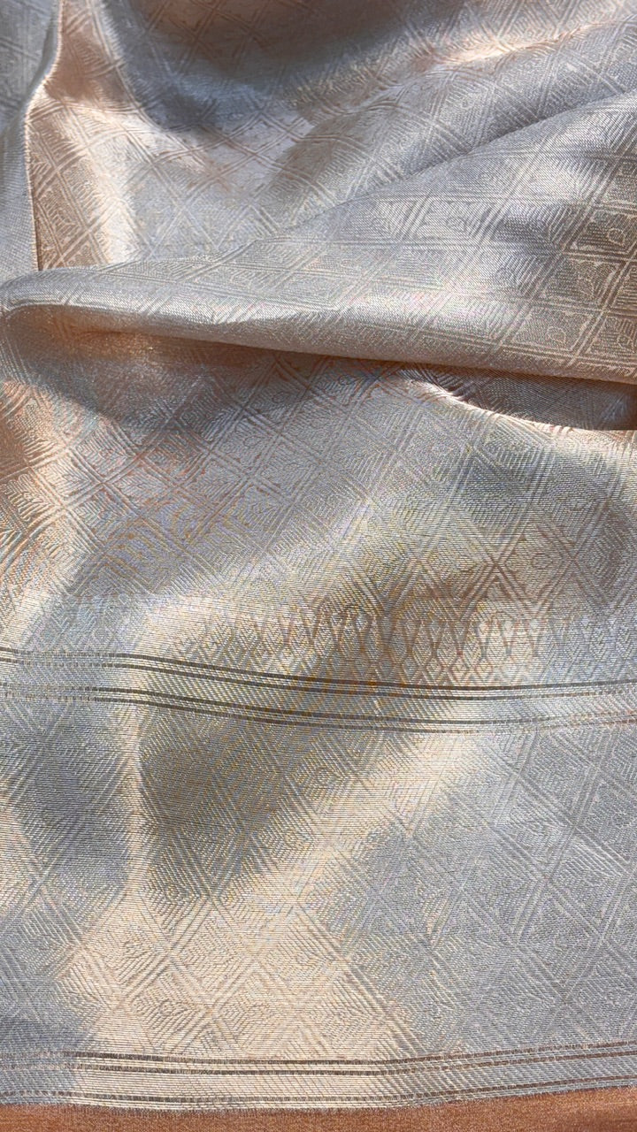Molten Silver Pure Zari Tissue Saree