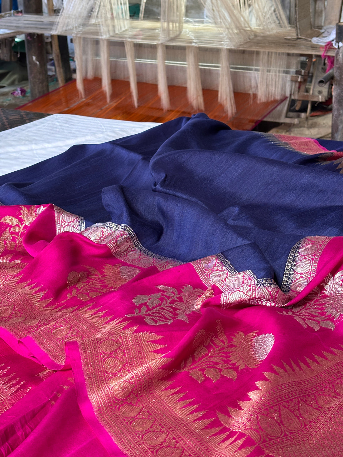 Purple Pure Banarasi Tussar Silk Saree