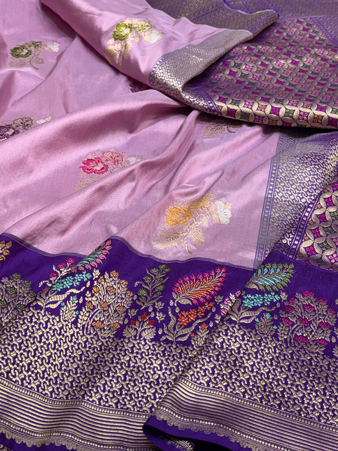 Baby Pink Pure Banarasi Ektara Silk Handwoven Saree