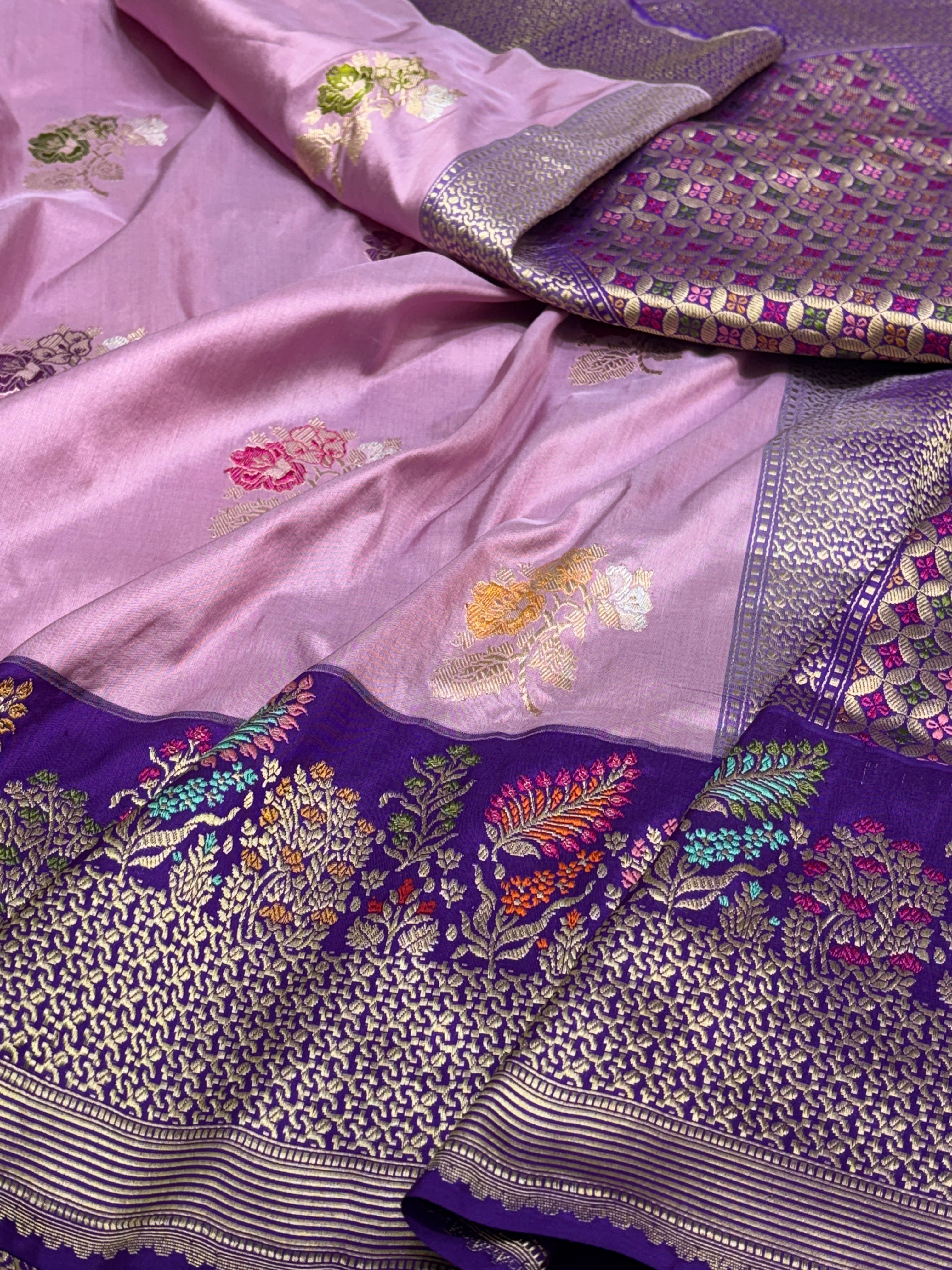 Baby Pink Pure Banarasi Ektara Silk Handwoven Saree
