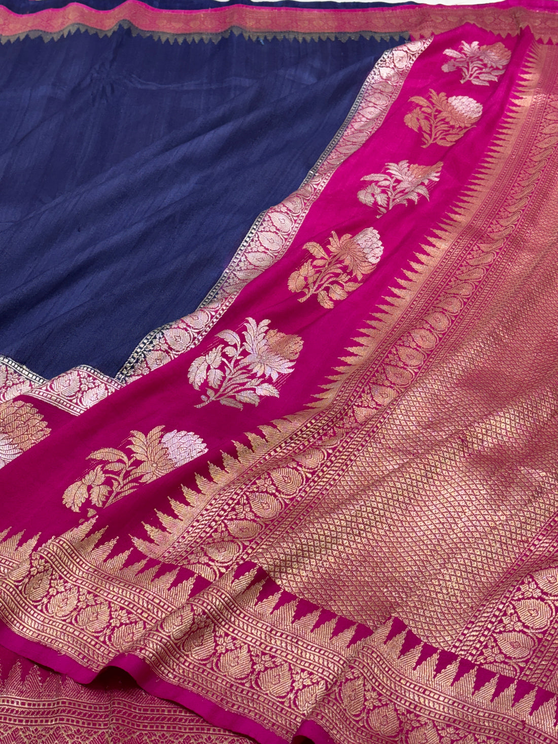 Purple Pure Banarasi Tussar Silk Saree