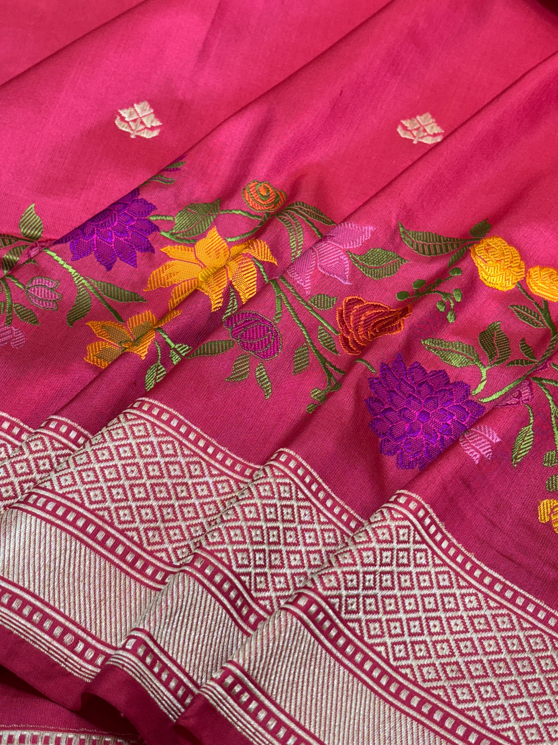 Rani Pink Pure Banarasi Katan Silk Handwoven Saree