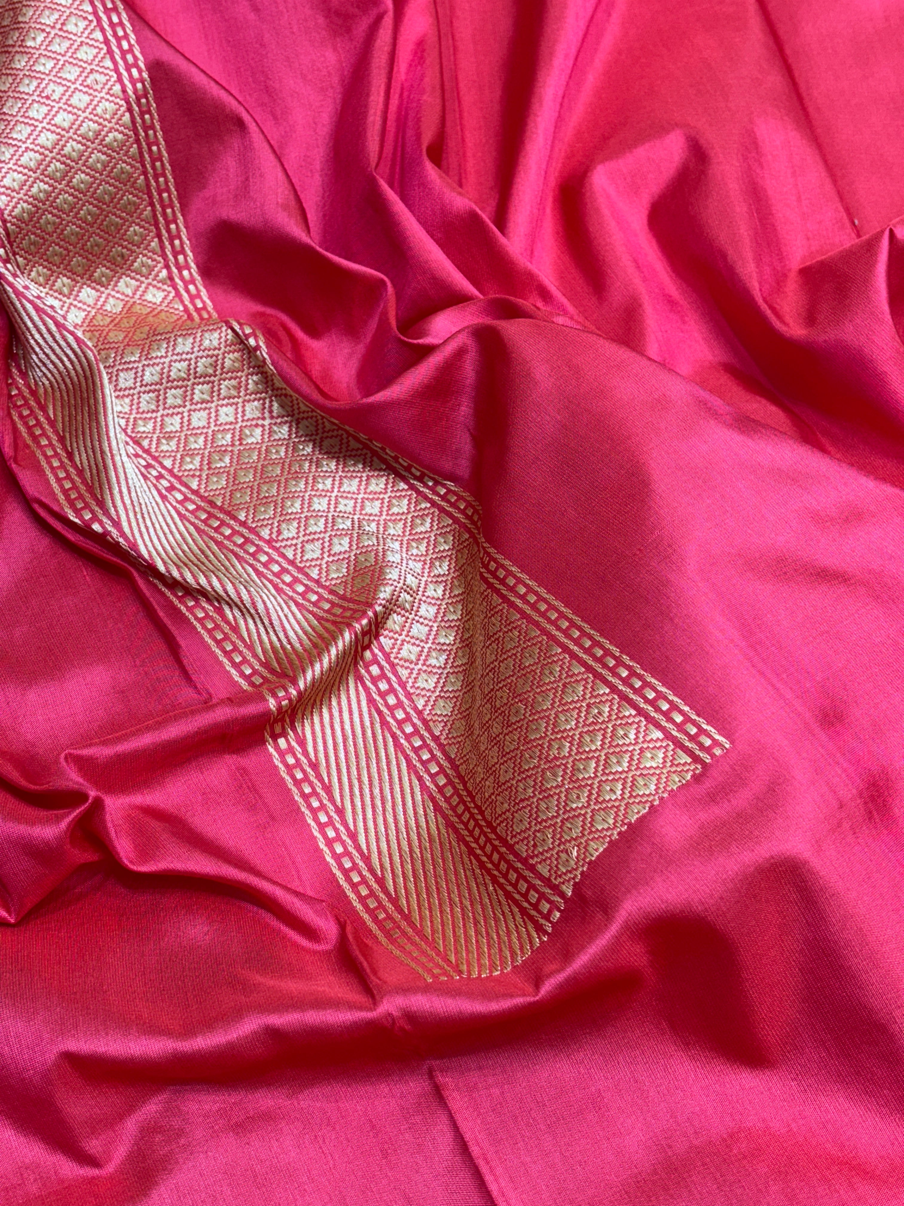Rani Pink Pure Banarasi Katan Silk Handwoven Saree