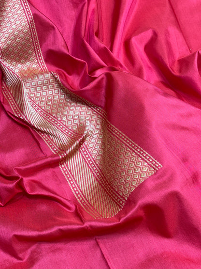 Rani Pink Pure Banarasi Katan Silk Handwoven Saree