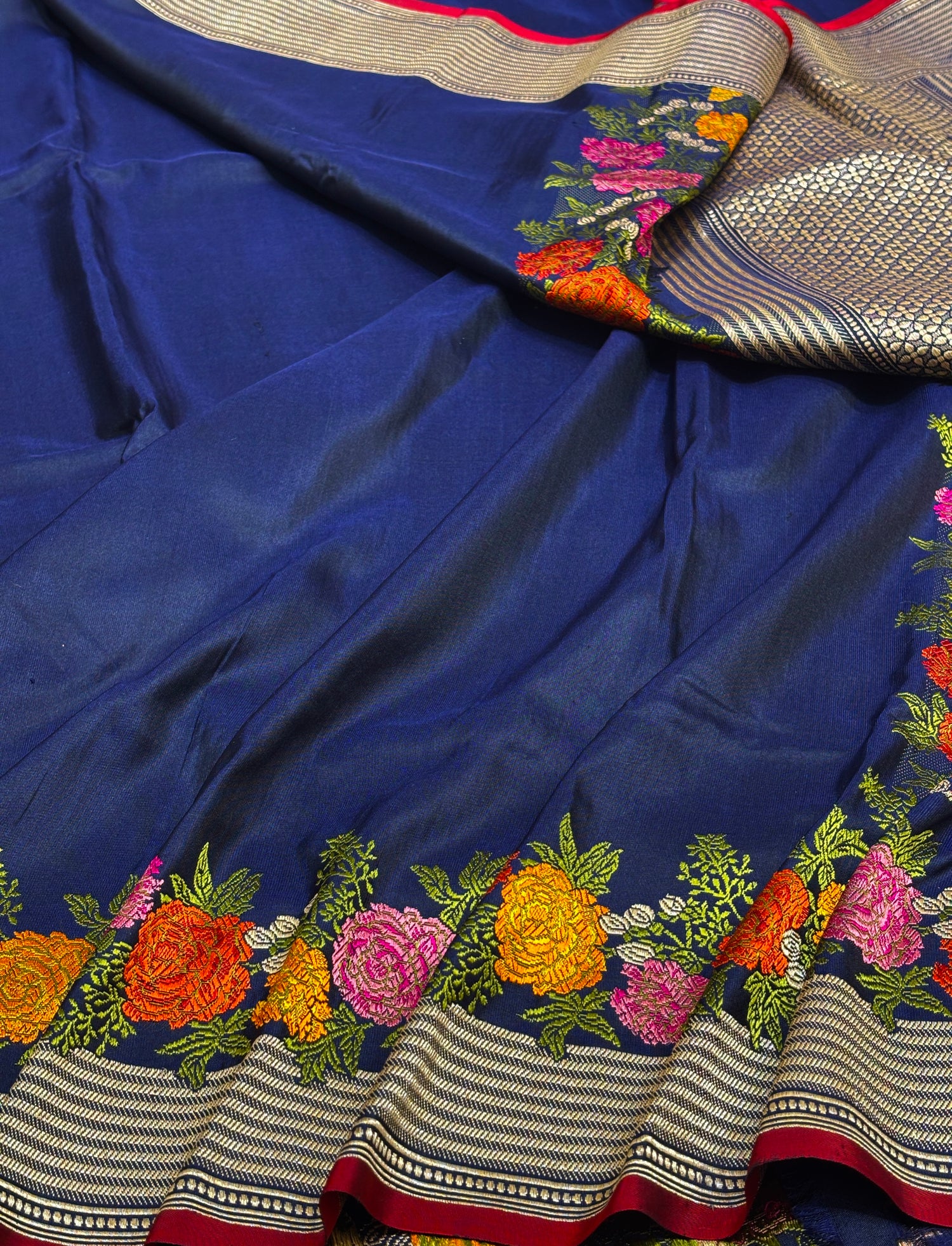 Neavy Blue Pure Banarasi Katan Silk Handwoven Saree