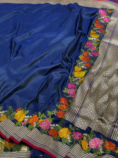 Neavy Blue Pure Banarasi Katan Silk Handwoven Saree