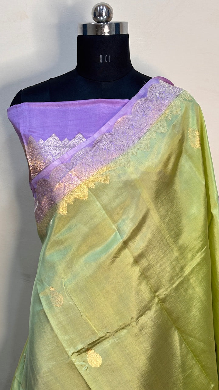 Pista Green Mango Banarasi Silk Handwoven Saree
