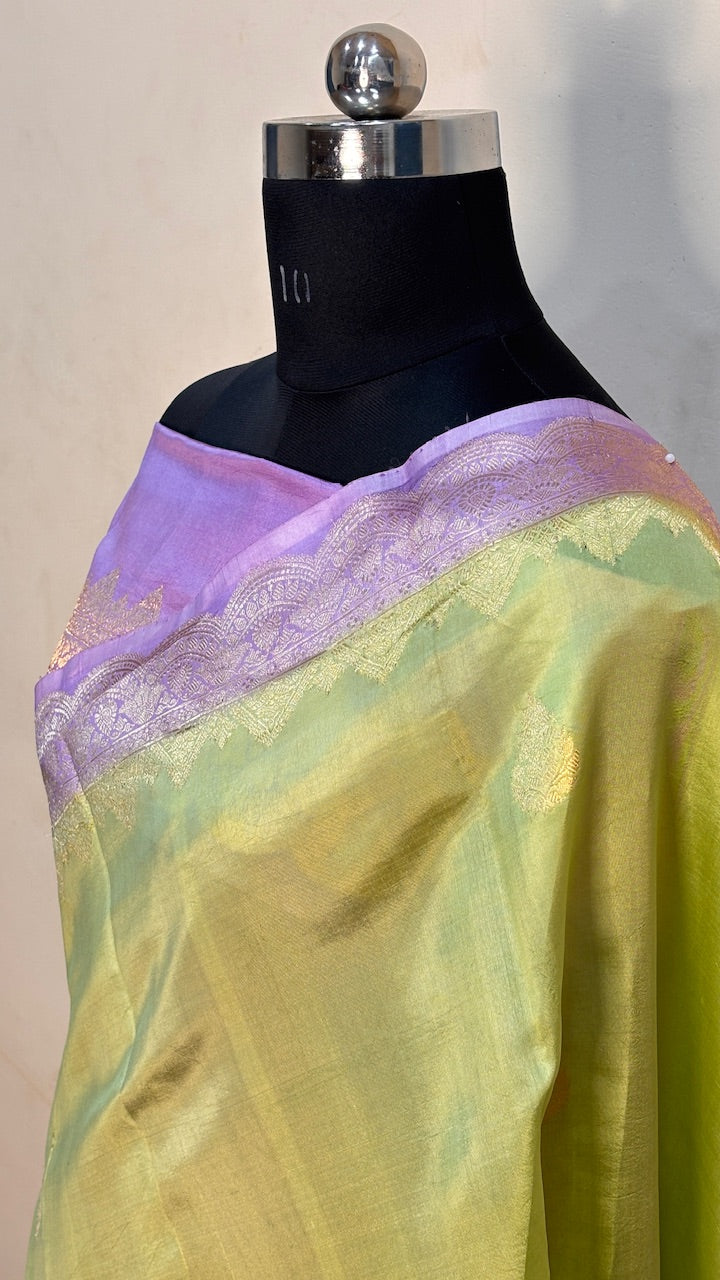 Pista Green Mango Banarasi Silk Handwoven Saree