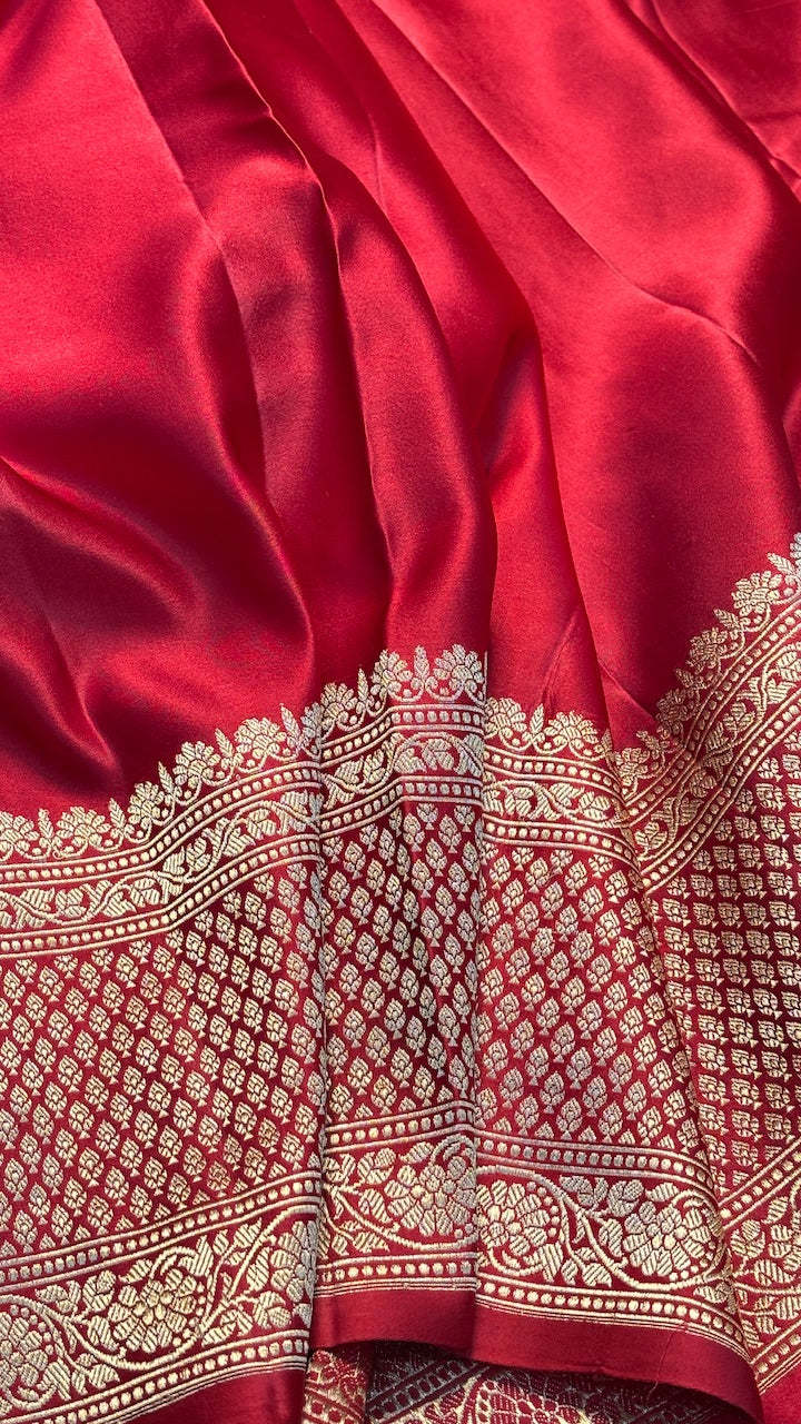 Emerald Green Mashru Silk Banarasi  Handwoven Saree