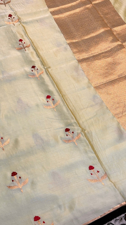 Butter Yellow Mashru Silk Banarasi  Handwoven Saree