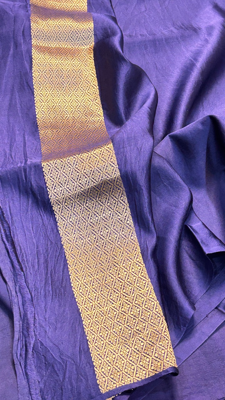 Royal Blue Mashru Silk Banarasi  Handwoven Saree
