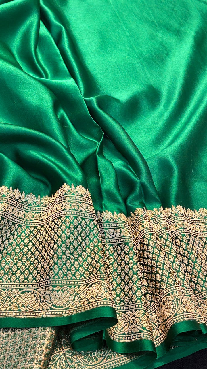 Musterd Yellow Silk Banarasi Handwoven Saree