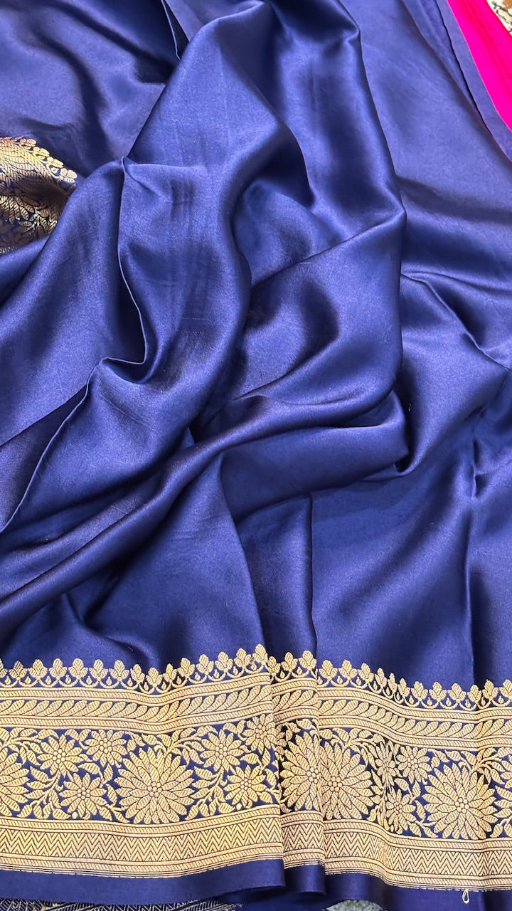 Magenta Pink Mashru Silk Banarasi Handwoven Saree
