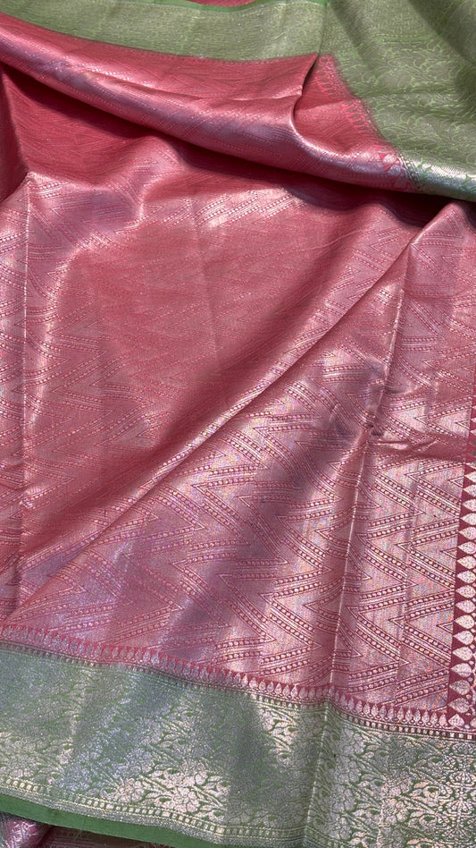 Pink Tissue Brocade Silk Banarasi Handwoven Saree