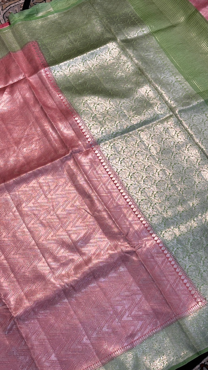 Pink Tissue Brocade Silk Banarasi Handwoven Saree