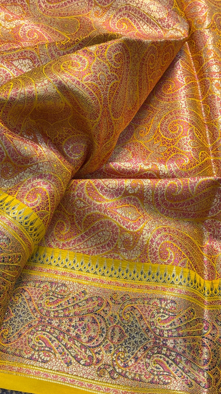 White Raw Mango Banarasi Kora Silk Saree