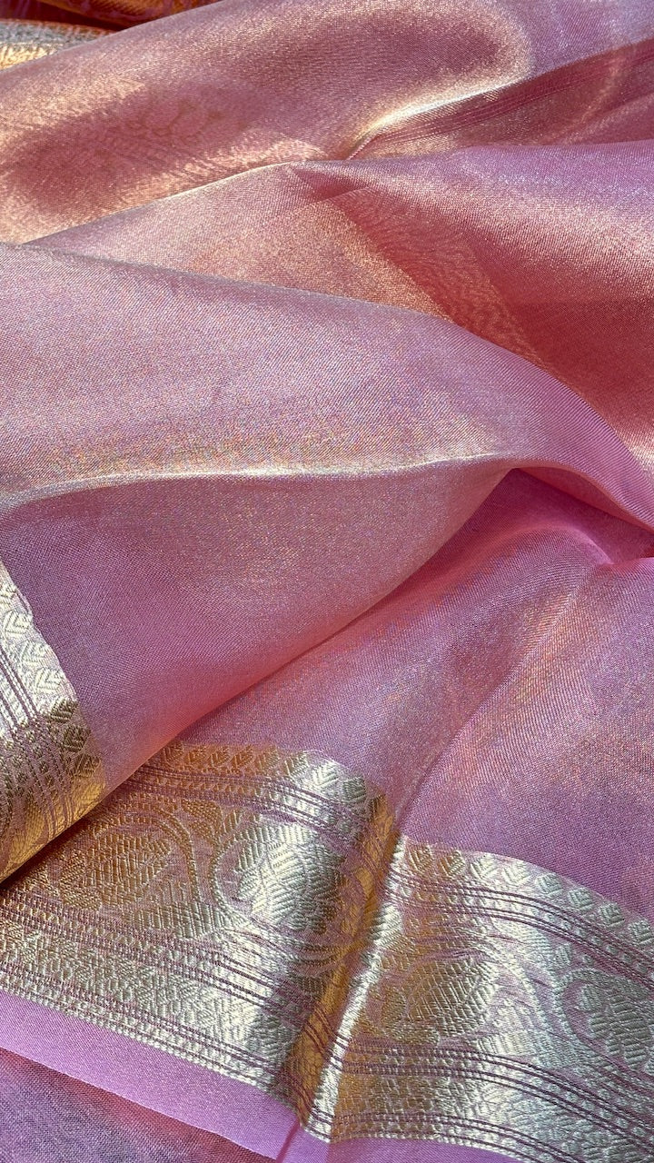 Pink Tissue Banarasi Silk Saree