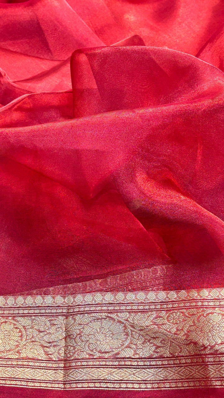 Red Tissue Banarasi Silk Saree