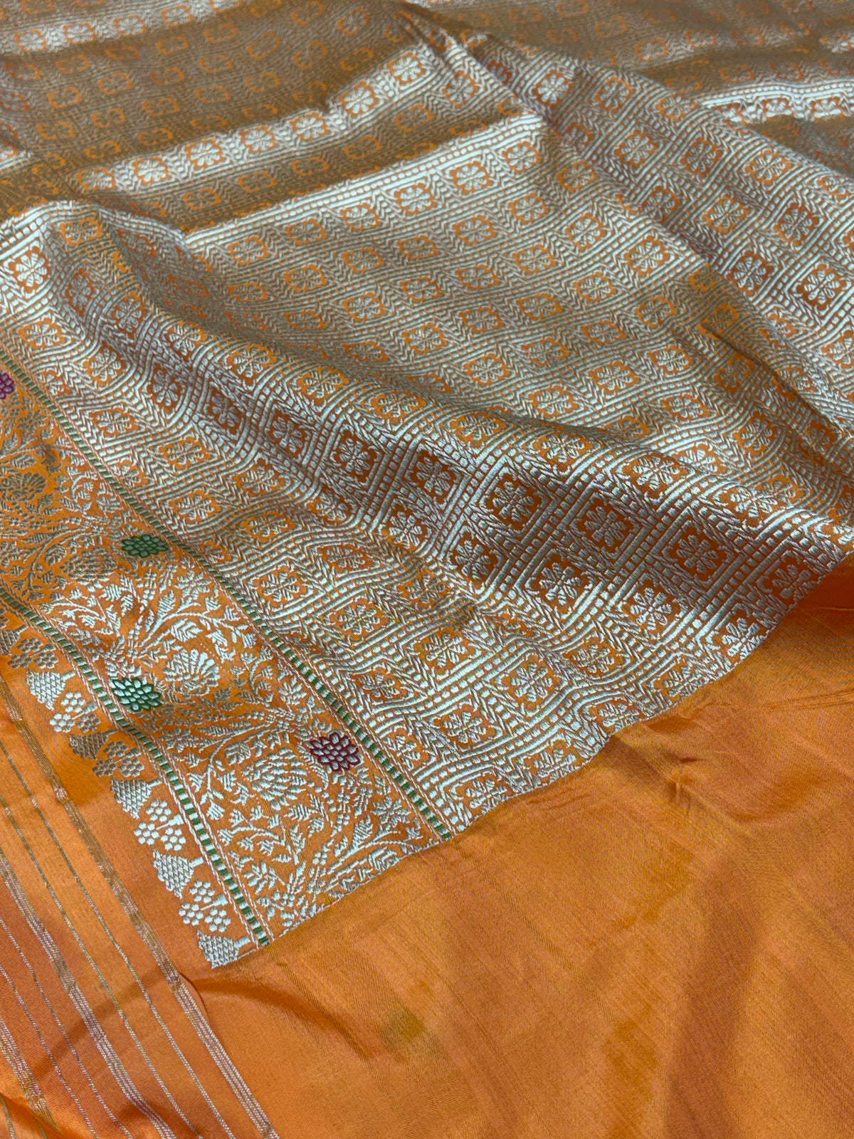 Sky Blue Handwoven Pure Banarasi Ektara Silk Saree with Kadhiyaal Border