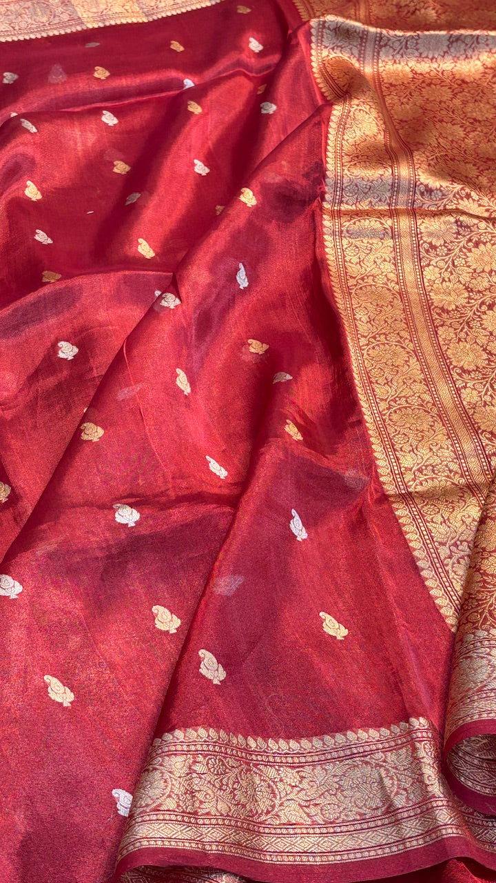 Red Tissue Banarasi Silk Saree