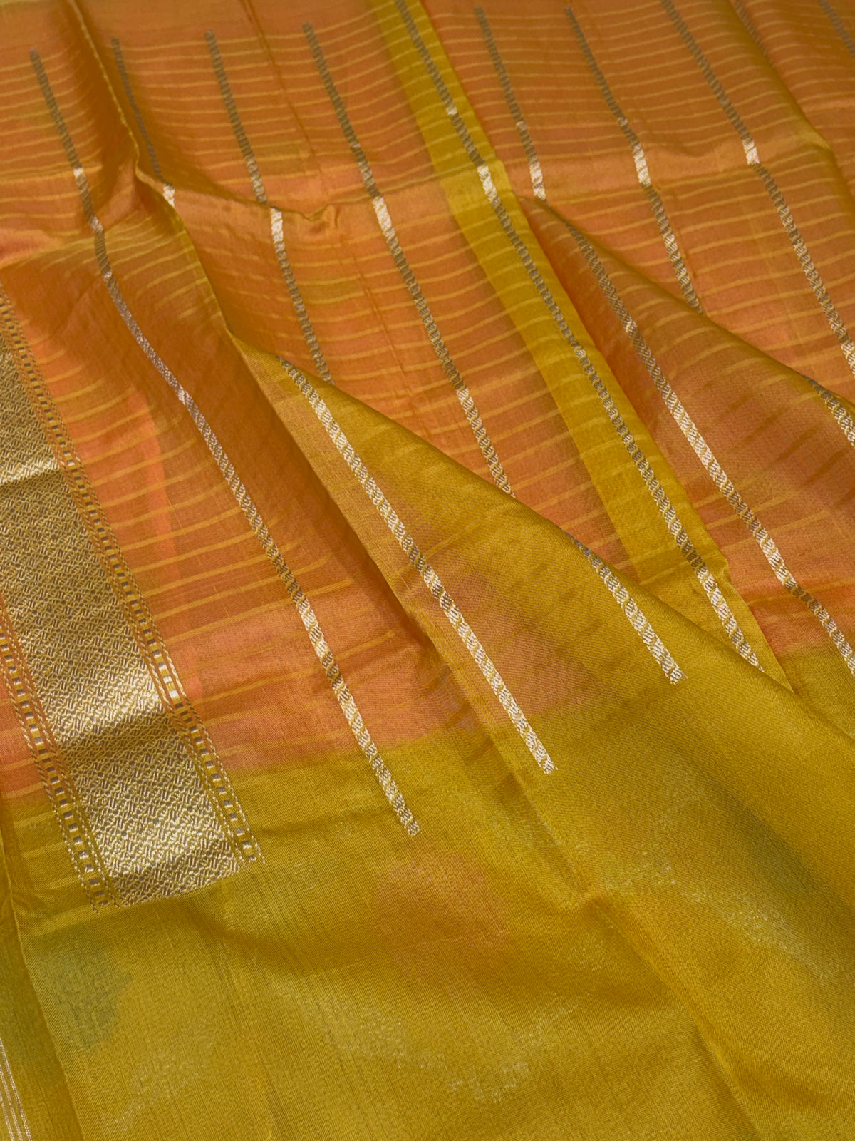 Rani Pink Handwoven Pure Banarasi Ektara Silk Saree with Kadhiyaal Kora Border