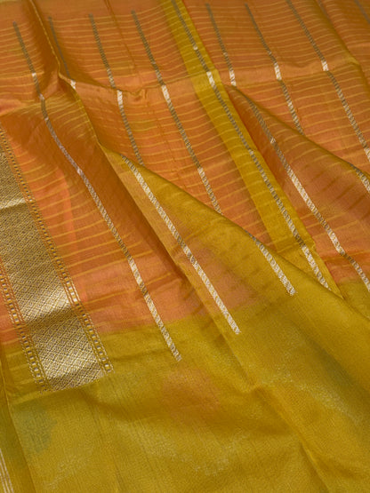 Rani Pink Handwoven Pure Banarasi Ektara Silk Saree with Kadhiyaal Kora Border
