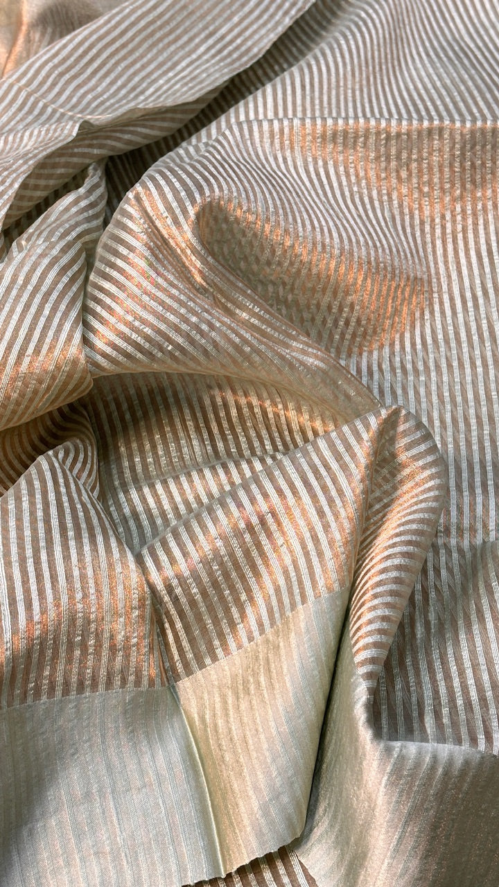 Light Peach Tissue Banarasi Silk Saree