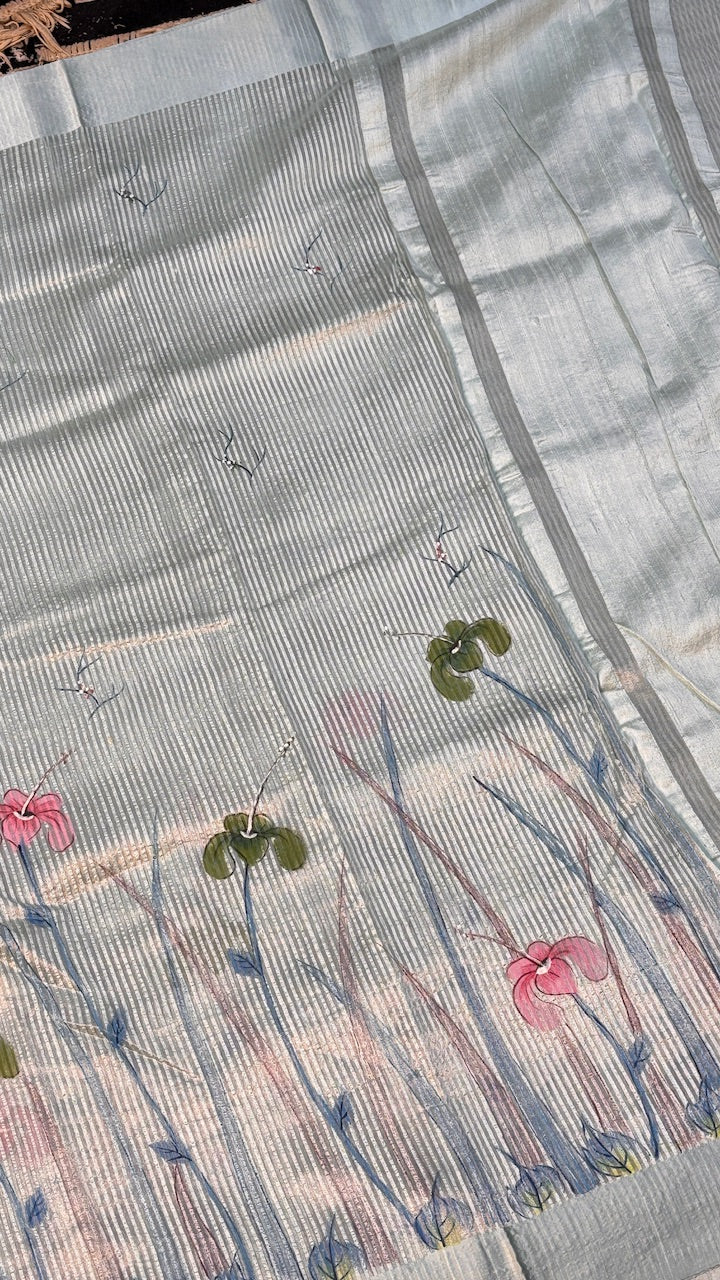 Ivory Tissue Banarasi Silk Saree