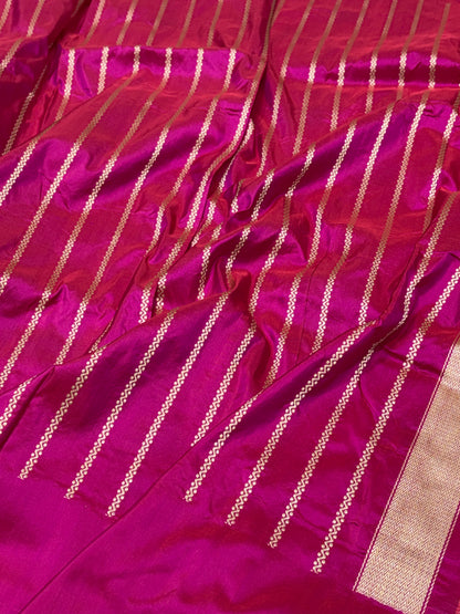 Rani Pink Handwoven Pure Banarasi Katan Silk Saree