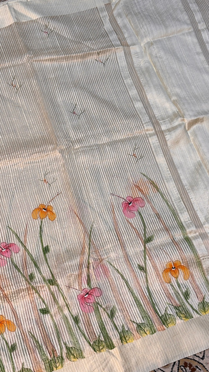 Ivory Tissue Banarasi Silk Saree
