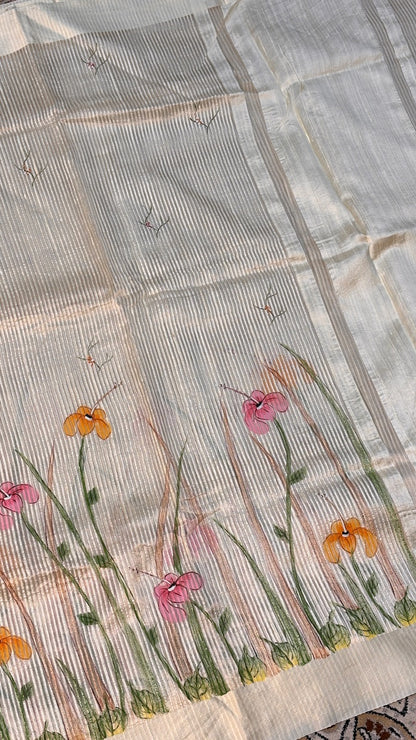 Ivory Tissue Banarasi Silk Saree