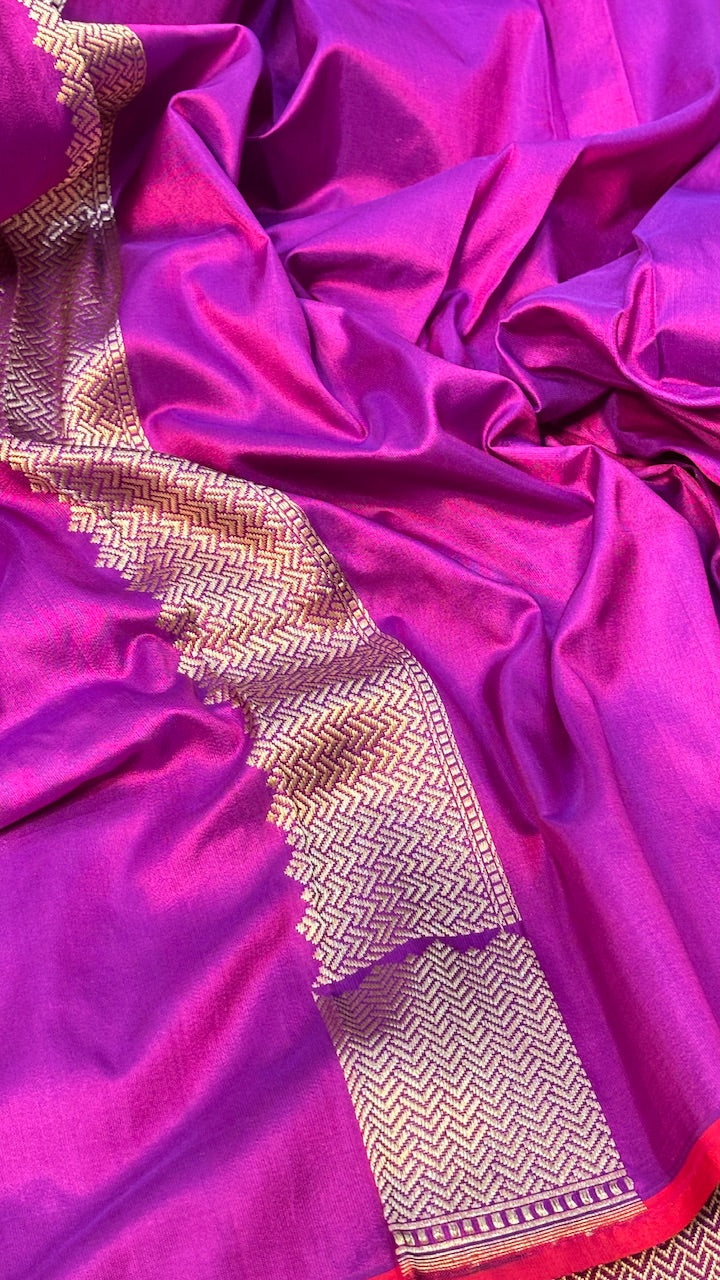 Purple Banarasi Katan Silk Handwoven Saree