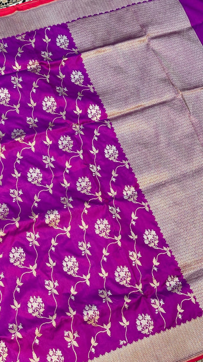 Purple Banarasi Katan Silk Handwoven Saree