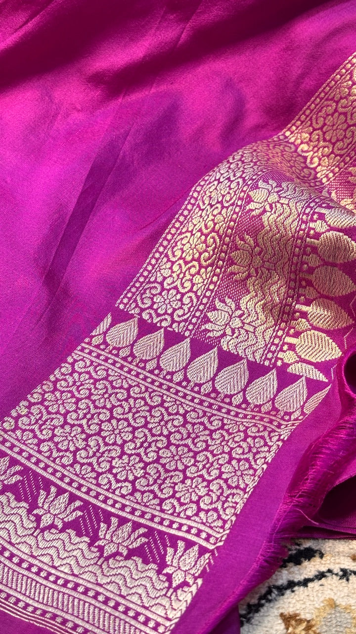Purple Banarasi Katan Silk Handwoven Saree