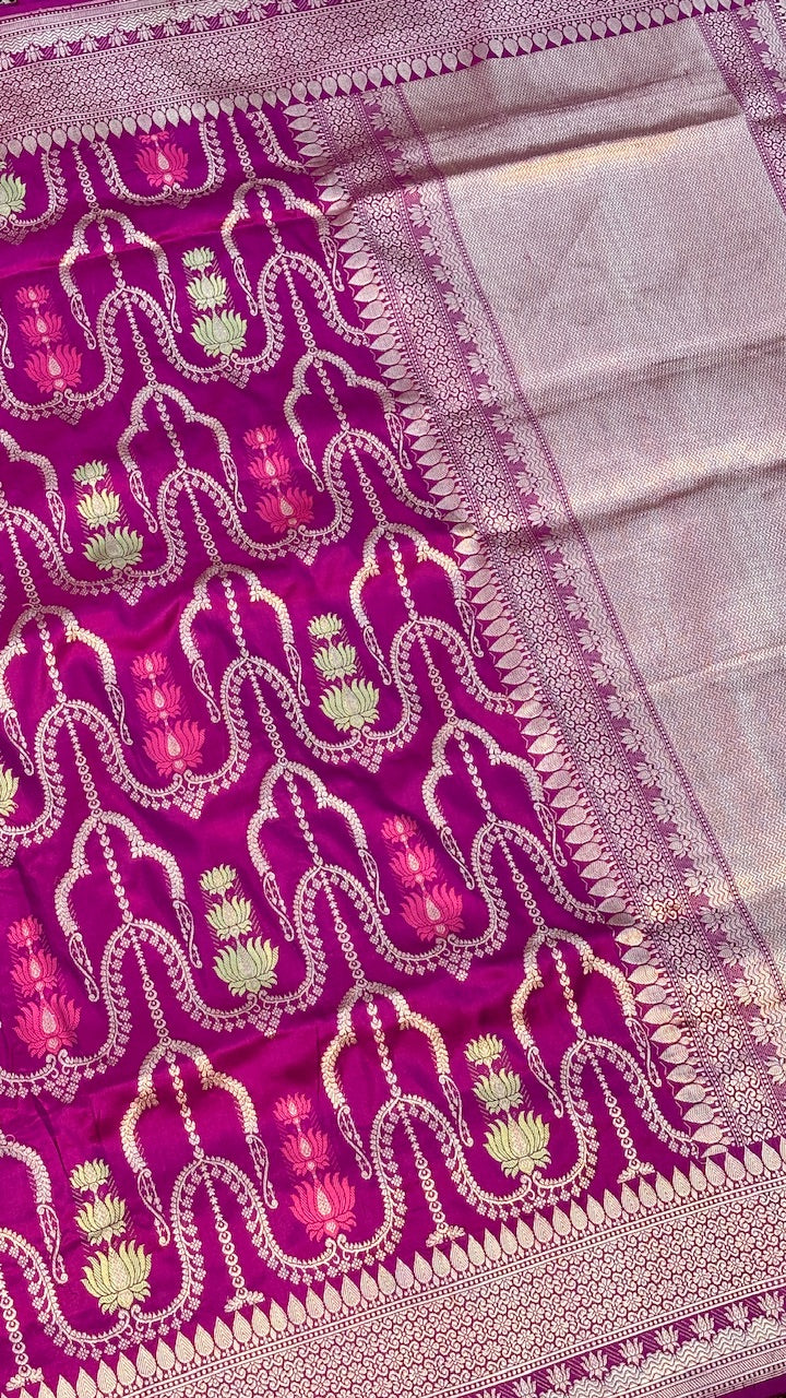 Purple Banarasi Katan Silk Handwoven Saree