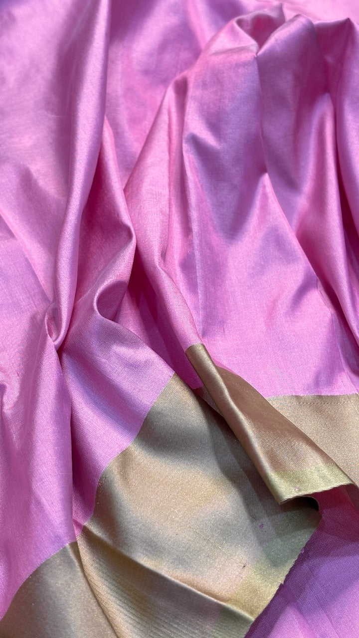 Pink Mango Banarasi Katan Silk Handwoven Saree