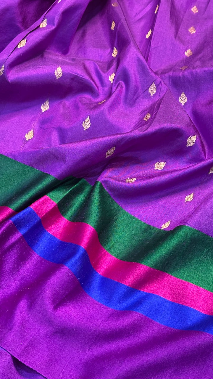 Ivory Banarasi Katan Silk Handwoven Saree