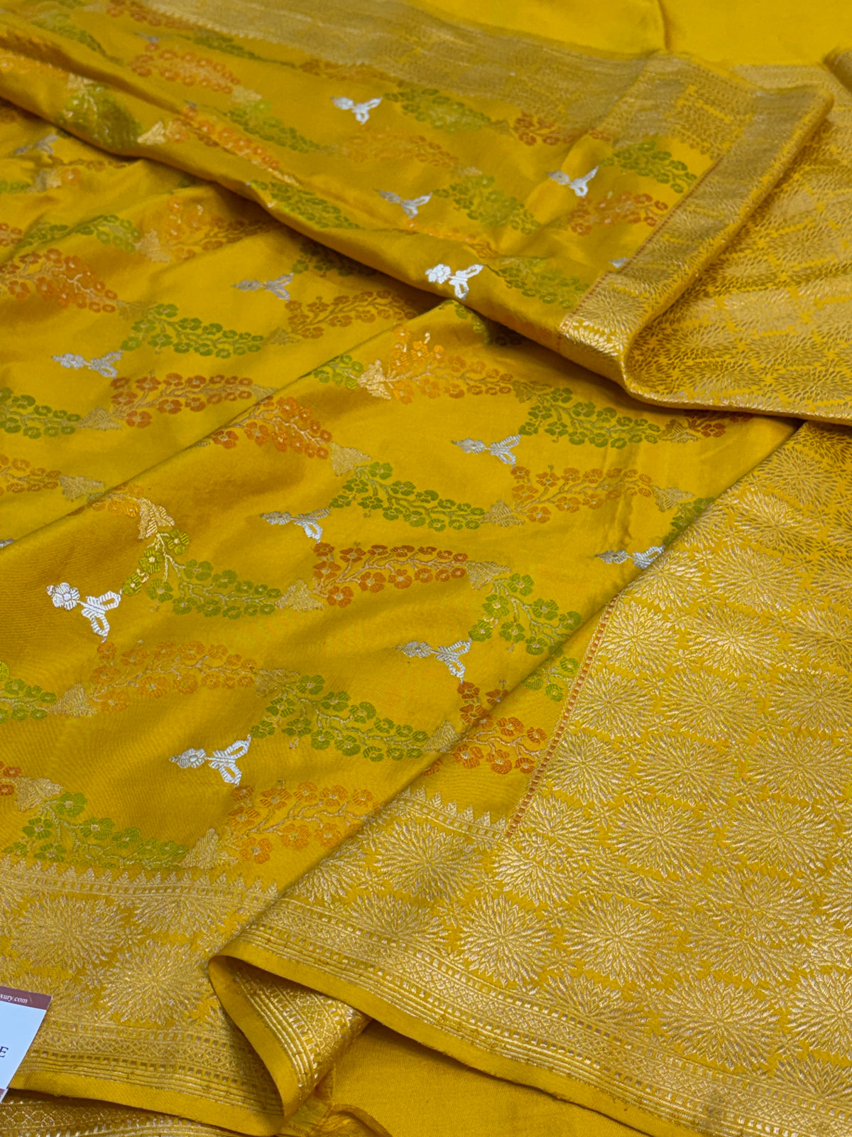 Yellow Handwoven Pure Banarasi Katan Silk Saree