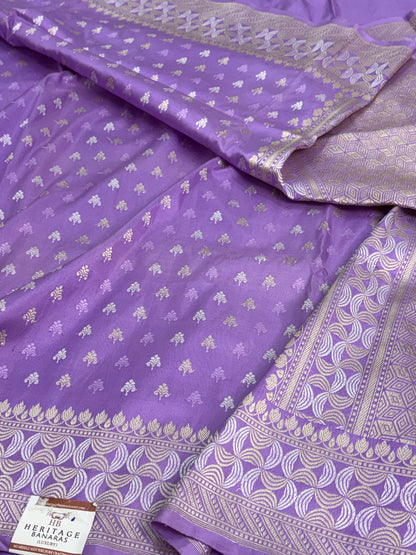 Lavender Handwoven Pure Banarasi Katan Silk Saree