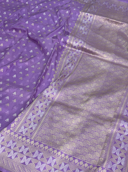 Lavender Handwoven Pure Banarasi Katan Silk Saree