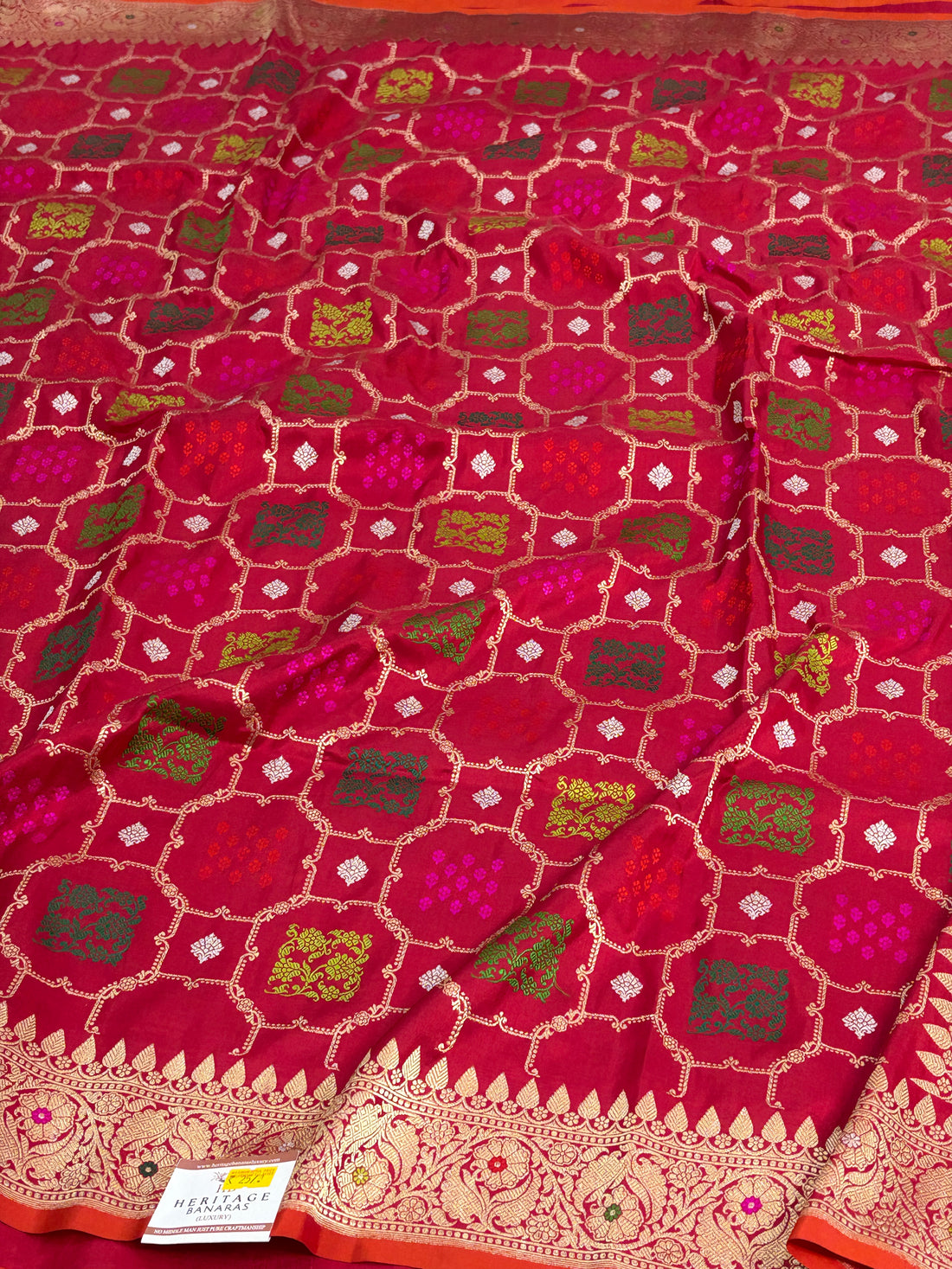 Red handwoven pure BANARSI KATAN silk saree