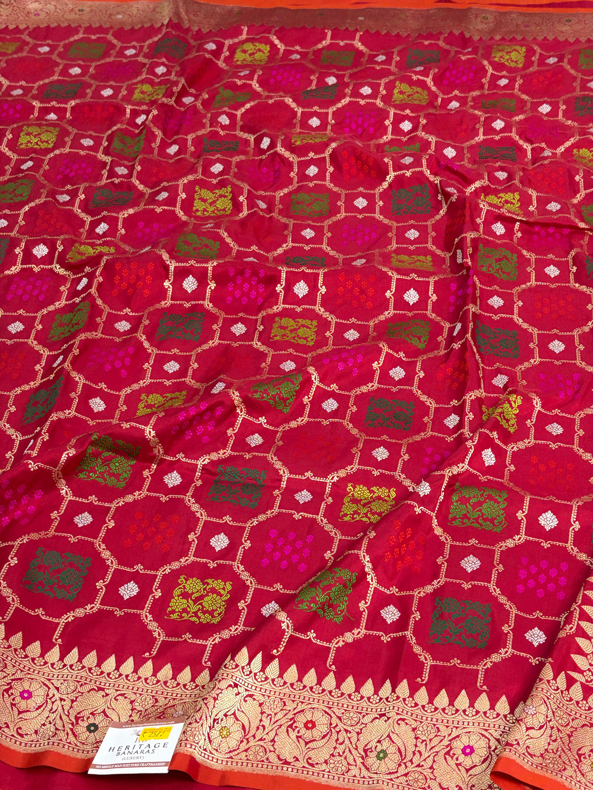 Red handwoven pure BANARSI KATAN silk saree