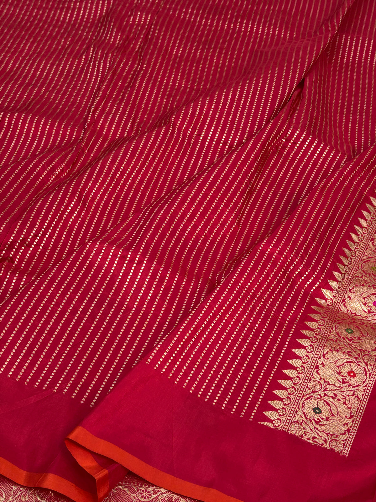 Red handwoven pure BANARSI KATAN silk saree