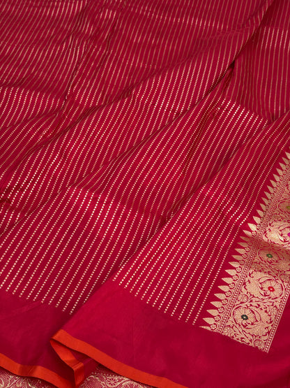 Red handwoven pure BANARSI KATAN silk saree