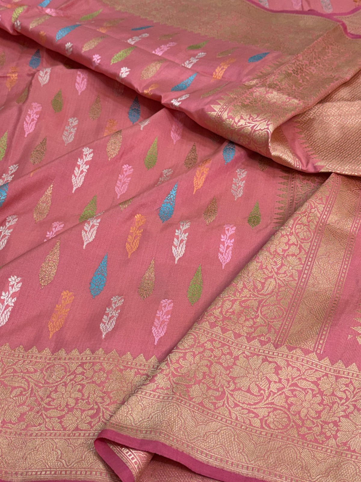Peach Handwoven Pure Banarasi Katan Silk Saree
