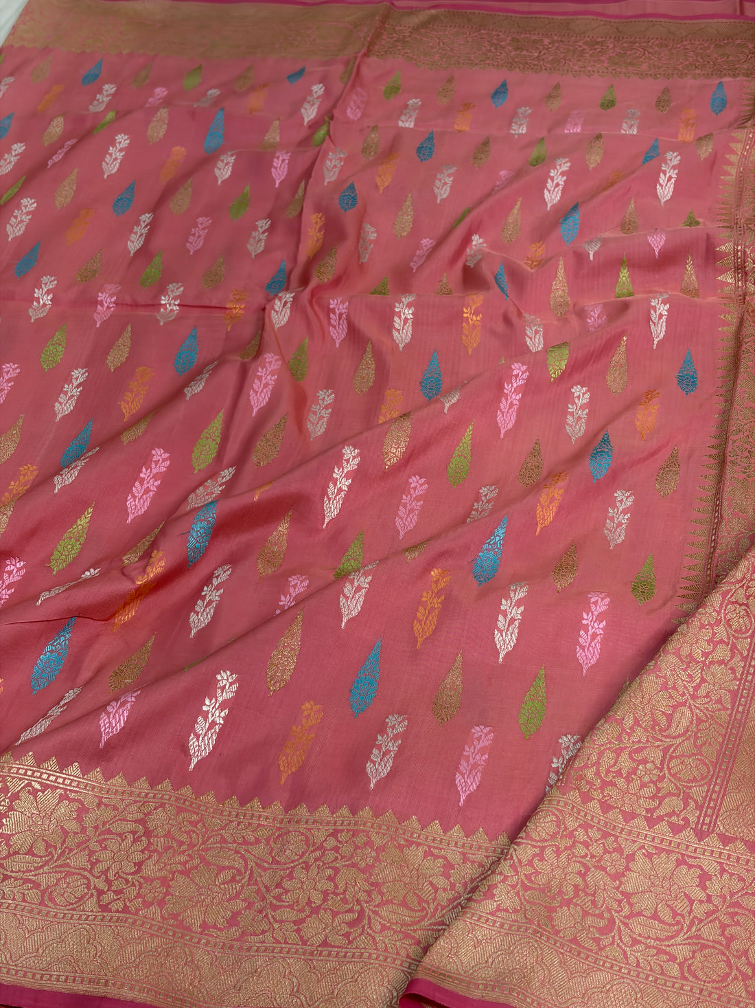 Peach Handwoven Pure Banarasi Katan Silk Saree